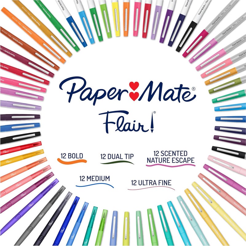 Papermate Flair Felt Tip Pens Ultimate Pack, Features 5 Different Types of Pens, Assorted Colors, 60 Count - Creative Fun, Classroom Essentials, Teacher Supplies, Arts & Crafts - Image 3